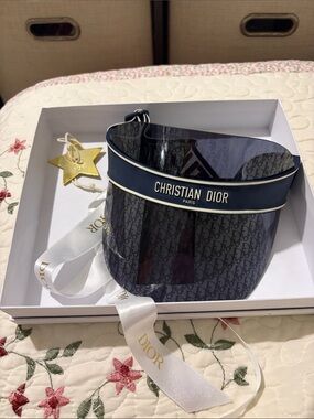 Dior Navy and Gold Logo Visor